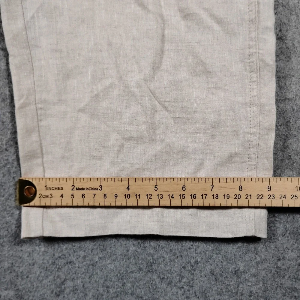 Banana Republic Womens S Petite Beige 100% Linen Easy Elastic Waist Pants Summer